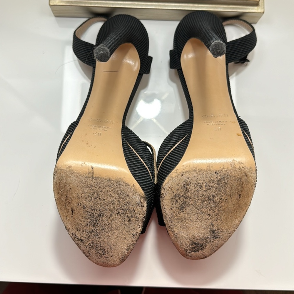 Casadei high heels,black with diamond bow 10 size - Picture 5 of 5